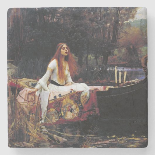 レディーオブシャロットボートウォーターハウスアートストーンコースター ストーンコースター (正面)