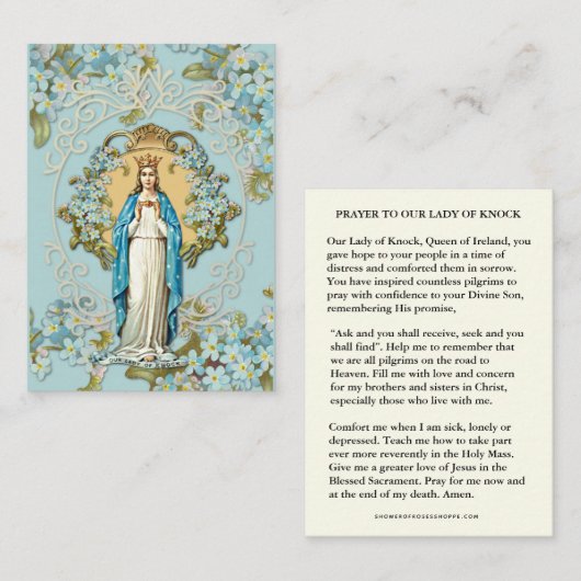 レディーオブノックヴァージンメアリー祈りの言葉フローラ エンクロージャーカード (正面/裏面)