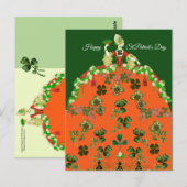 レディーオレンジとシャムロックスセントパトリックスデイファッション ポストカード (正面/裏面)