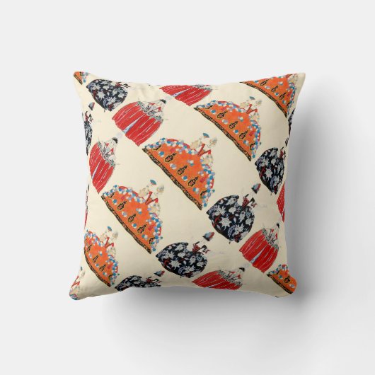 レディーオレンジアールデコファッション衣装デザイナー クッション (裏面)