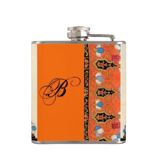 レディーオレンジファッション衣装デザイナーモノグラム フラスク (裏面)