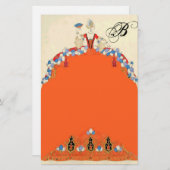 レディーオレンジファッション衣装デザイナーモノグラム 便箋 (正面/裏面)