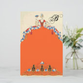 レディーオレンジファッション衣装デザイナーモノグラム 便箋 (スタンド正面)