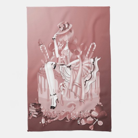 レディーオンお誕生日ケーキティータオル キッチンタオル (縦)