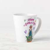 レディーガーデニングの花お母さんの日 カフェラテマグ (右アングル)