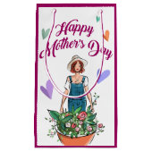 レディーガーデニングの花お母さんの日 スモールペーパーバッグ (正面)