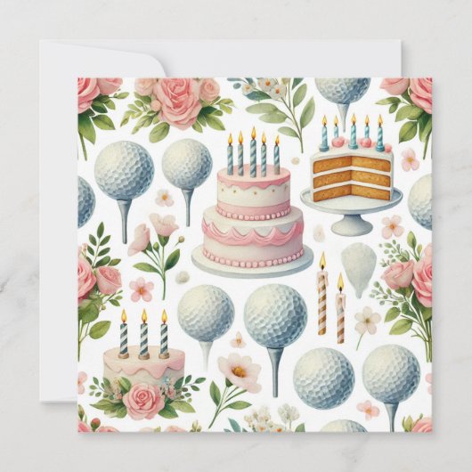 レディーガールピンクの恋人をテーマにしたゴルフ誕生日 (正面)