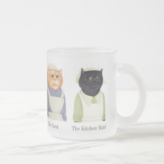 レディーキャッツすりガラスのマグカップ+文字 フロストグラスマグカップ (右)