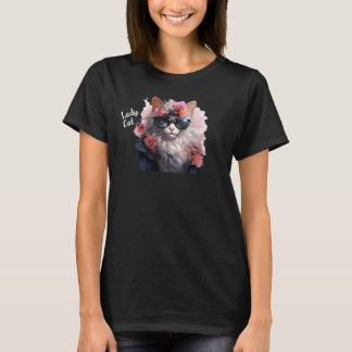 レディーキャットフラワーTシャツ Tシャツ