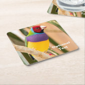 レディーグールディアンフィンチ スクエアペーパーコースター (アングル)