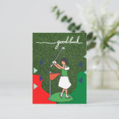 レディーゴルファーにとってゴルフのグリーティングゴルフボールは幸運 ポストカード (スタンド正面)