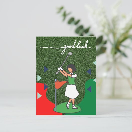 レディーゴルファーにとってゴルフのグリーティングゴルフボールは幸運 ポストカード
