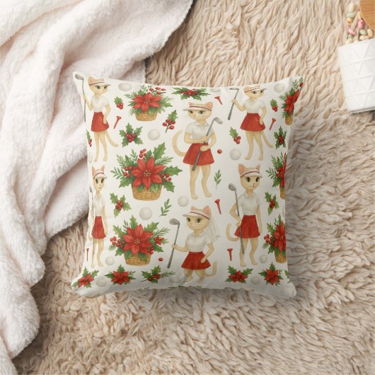 レディーゴルファーのためのゴルファーのクリスマステーマの猫好き クッション (ブランケット)