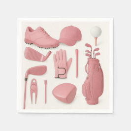 レディーゴルファーのためのピンクのテーマのゴルフ スタンダードカクテルナプキン