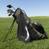 レディーゴルファーのシルエット白黒モノグラム ゴルフタオル (グリーン)