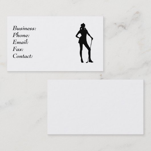 レディーゴルファーのホワイトビジネスカードテンプレート 名刺 (正面/裏面)