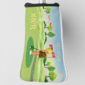 レディーゴルファーはグリーンのパターのモノグラムをグリーンにする ゴルフヘッドカバー (回転90)