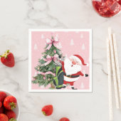 レディーゴルファーをテーマにしたゴルフピンクのクリスマス スタンダードカクテルナプキン (インサイチュ)