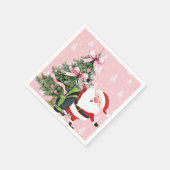 レディーゴルファーをテーマにしたゴルフピンクのクリスマス スタンダードカクテルナプキン (角)