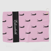 レディーゴルファーエレガントネームおもしろいゴルフラバープロピンク ゴルフタオル (横)