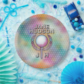 レディーゴルファーカスタムモノグラムカラーデザイン ペーパープレート (パーティー)