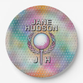 レディーゴルファーカスタムモノグラムカラーデザイン ペーパープレート (正面)