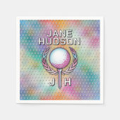 レディーゴルファーカスタムモノグラムデザイン スタンダードカクテルナプキン (正面)