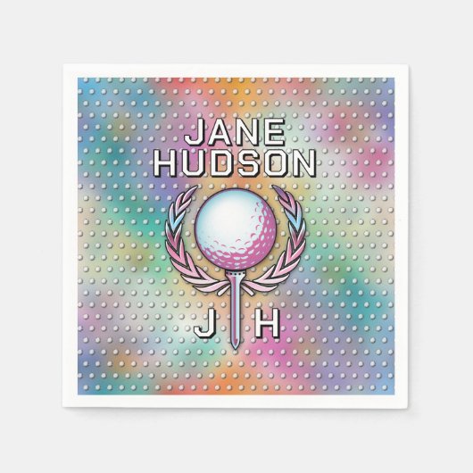 レディーゴルファーカスタムモノグラムデザイン スタンダードカクテルナプキン (正面)