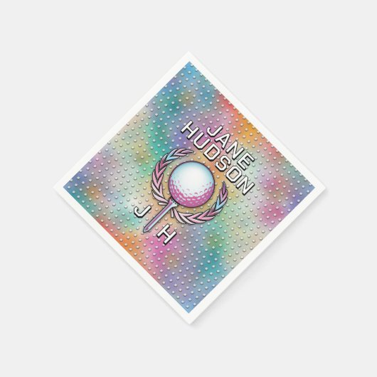 レディーゴルファーカスタムモノグラムデザイン スタンダードカクテルナプキン (角)