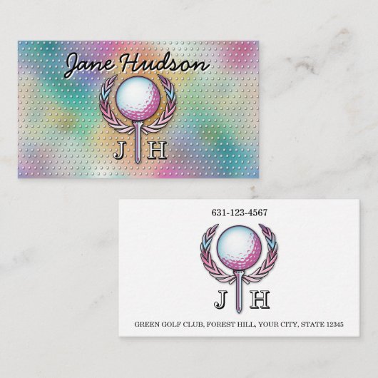 レディーゴルファーカスタムモノグラムデザイン 名刺 (正面/裏面)