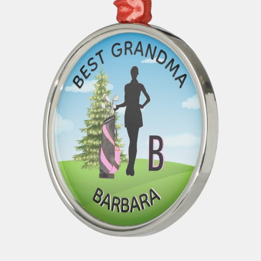 レディーゴルファーゴルフコース名前をカスタムする3-Dモノグラム メタルオーナメント (左)