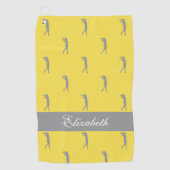 レディーゴルファー角化名パターンイエローグレー ゴルフタオル (正面)
