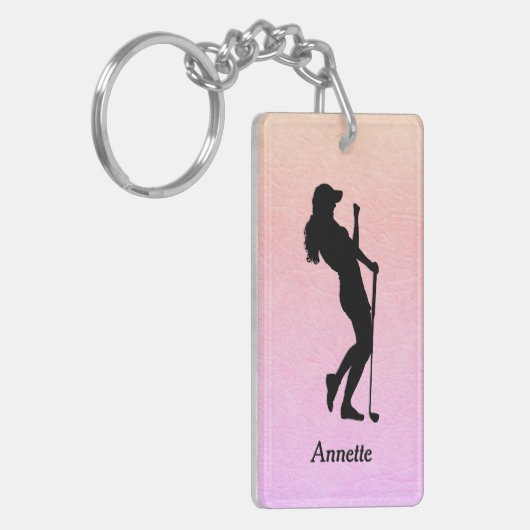 レディーゴルフスポパーソナライズされたーツ キーホルダー (正面左)