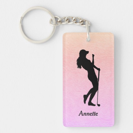 レディーゴルフスポパーソナライズされたーツ キーホルダー (正面)