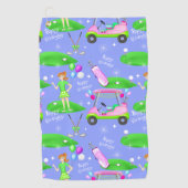 レディーゴルフテーマのハッピーバースデー ゴルフタオル (正面)