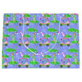 レディーゴルフテーマのハッピーバースデー ラージペーパーバッグ (正面)