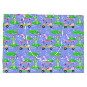 レディーゴルフテーマのハッピーバースデー ラージペーパーバッグ (裏面)