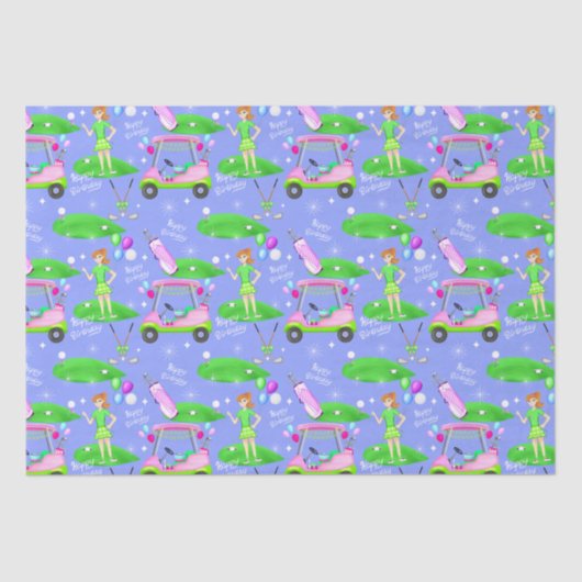 レディーゴルフテーマのハッピーバースデー 薄葉紙 (正面)