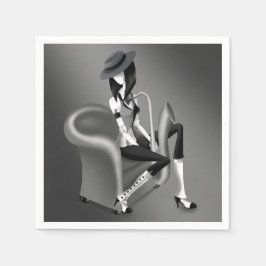 レディーサクソフォニスト – ジャズインスパイアパーティーナプキンス スタンダードカクテルナプキン