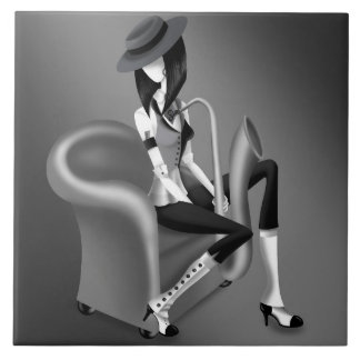 レディーサクソフォニスト – ジャズインスパイア装飾タイル タイル