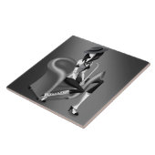 レディーサクソフォニスト – ジャズインスパイア装飾タイル タイル (側面)