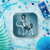 レディーサクソフォニスト – ジャズインスパイア-パーティープレート ペーパープレート (パーティー)