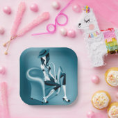 レディーサクソフォニスト – ジャズインスパイア-パーティープレート ペーパープレート (パーティー)