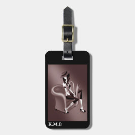 レディーサクソポニストとヴィンテージジャズしゃれている ラゲッジタグ