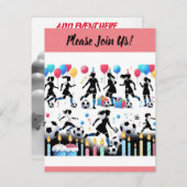 レディーサッカーのパーティーで得点 招待状 (正面/裏面)