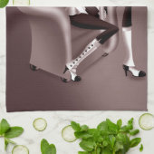 レディーサックス奏者 – ジャズタインスパイアータオル キッチンタオル (折り畳み)