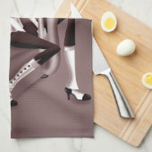 レディーサックス奏者 – ジャズタインスパイアータオル キッチンタオル (四つ折り)