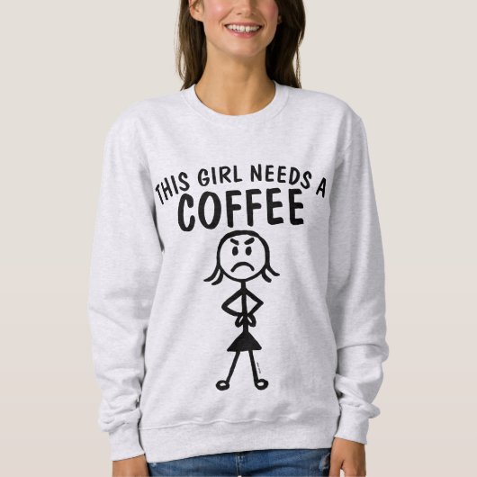 レディースおもしろいコーヒーTシャツ スウェットシャツ (正面)
