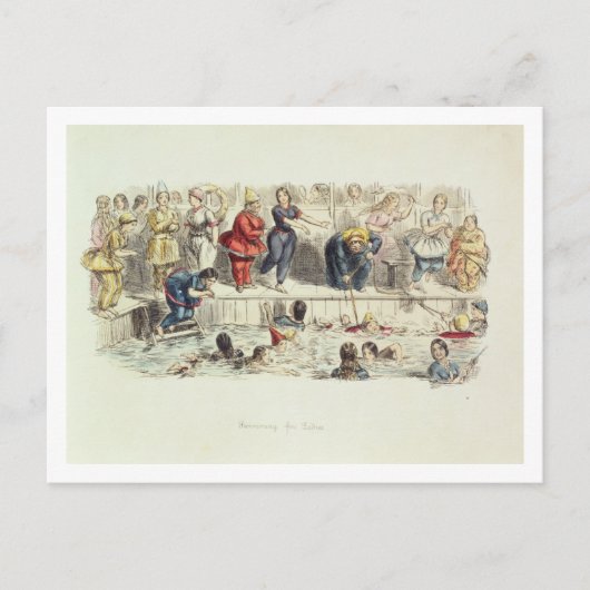 レディースのための水泳， 1844年（リトロ） ポストカード (正面)