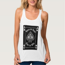 レディースのスペードのエース ブラック プレイイング カード Tシャツ